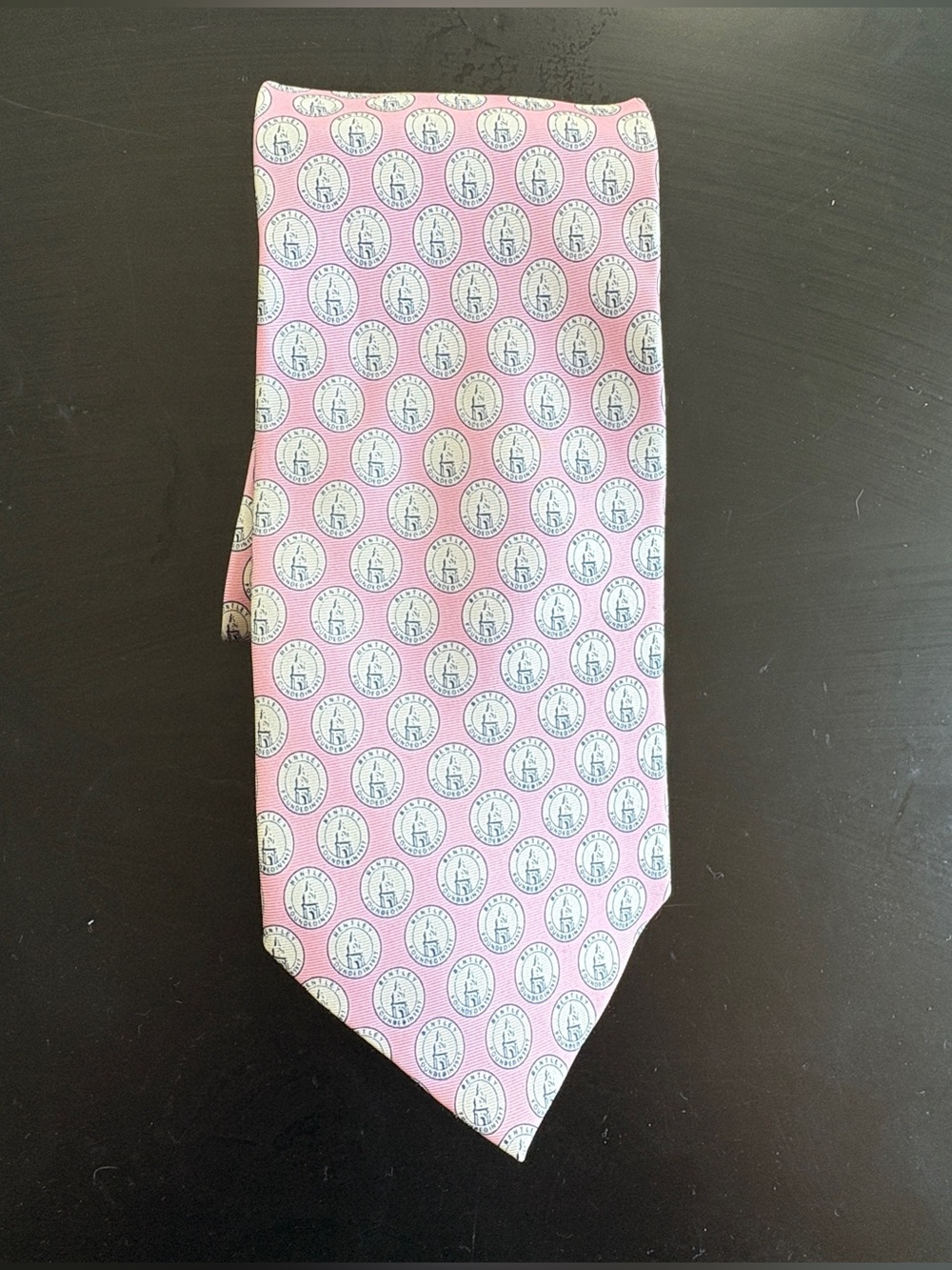 Mens Necktie BENTLEY University LOGO Pink Silk